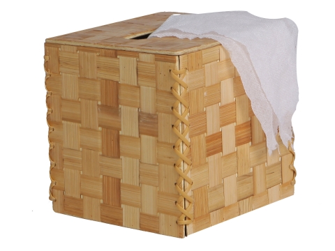 Square bamboo tissue cover natural